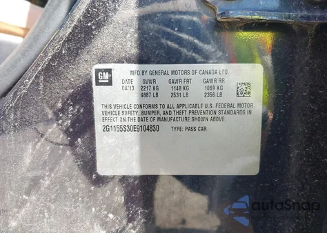 2014 Chevrolet Impala 2Lz z USA, uszkodzony, nr VIN 2G1155S30E9104830